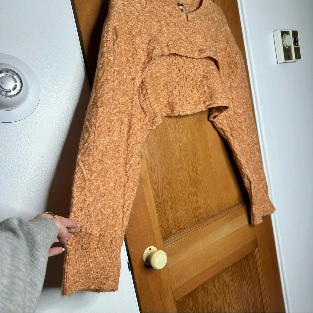 free people mercury cable knit cropped bolero shrug